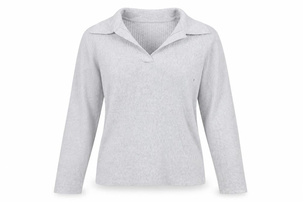 Next Women Grey Size 10 100% Merino Wool Collared Rib Knit Jumper