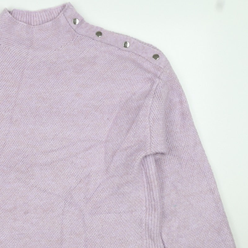 Monsoon Women Pink M Mock Neck Button Detail Knit Jumper