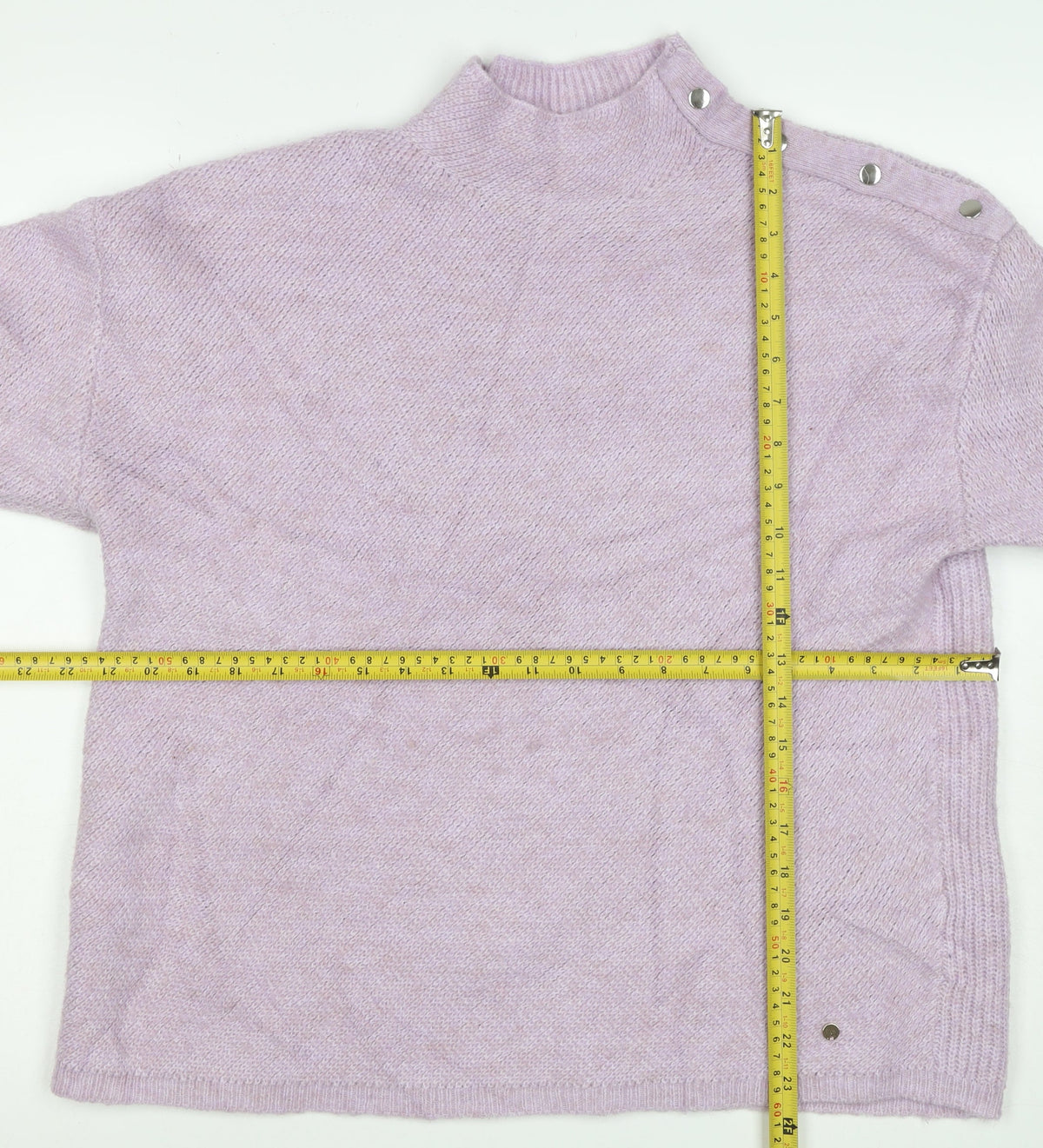 Monsoon Women Pink M Mock Neck Button Detail Knit Jumper