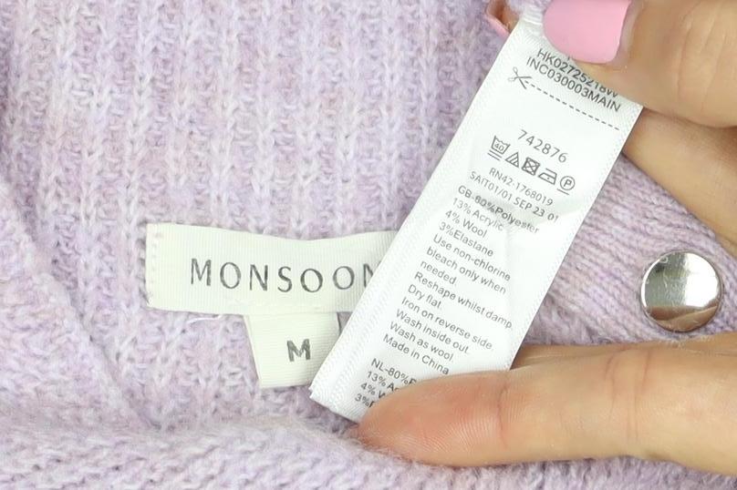 Monsoon Women Pink M Mock Neck Button Detail Knit Jumper