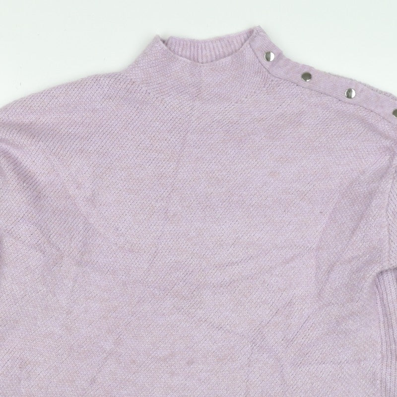 Monsoon Women Pink M Mock Neck Button Detail Knit Jumper
