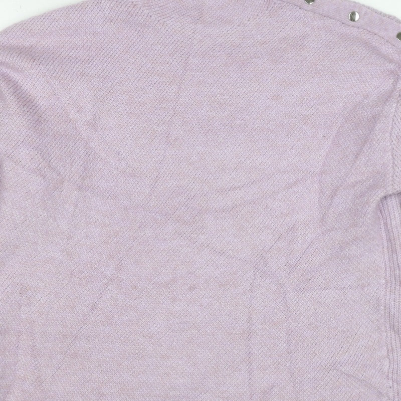 Monsoon Women Pink M Mock Neck Button Detail Knit Jumper