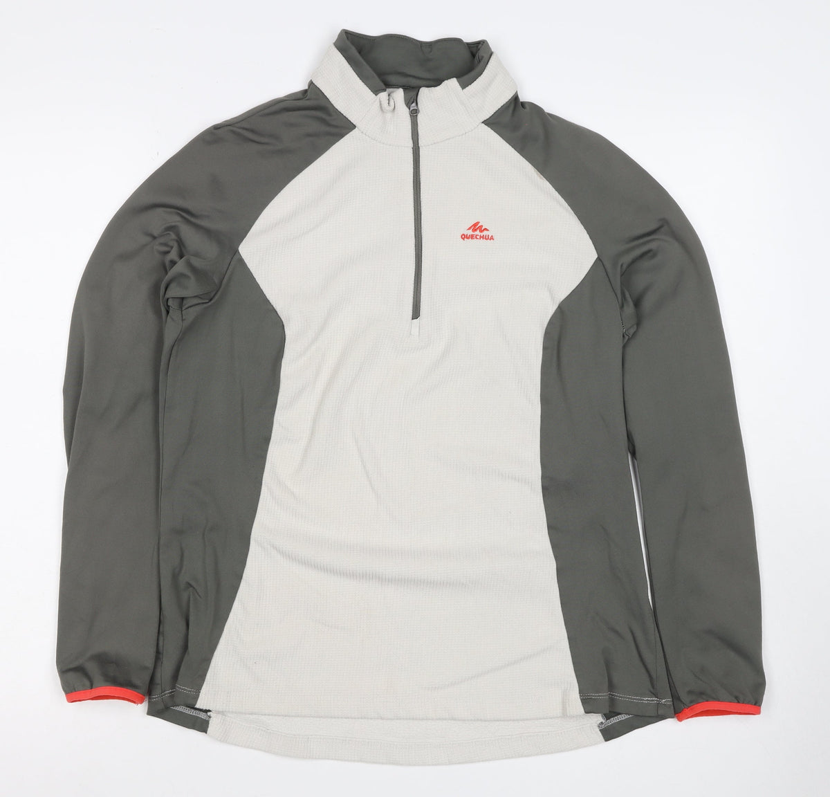 Quechua Men's Grey Ivory L Quarter Zip Hiking Activewear Top