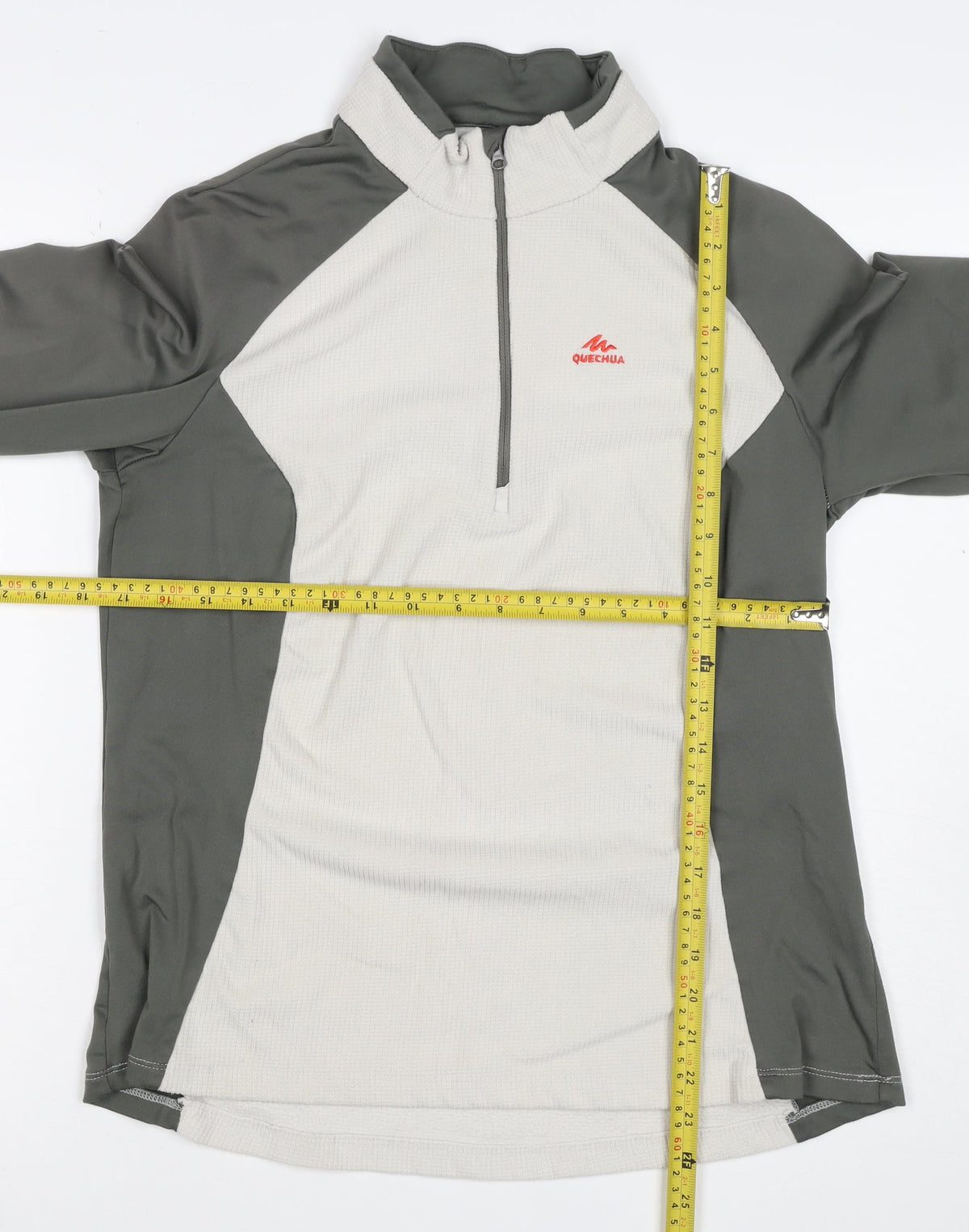Quechua Men's Grey Ivory L Quarter Zip Hiking Activewear Top