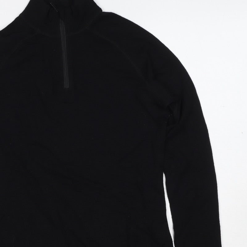 Mountain Warehouse Women Black UK 8 Wool 1/4 Zip Thermal Ski Top