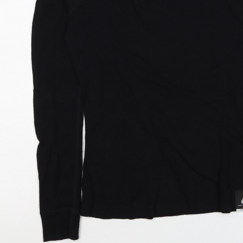 Mountain Warehouse Women Black UK 8 Wool 1/4 Zip Thermal Ski Top