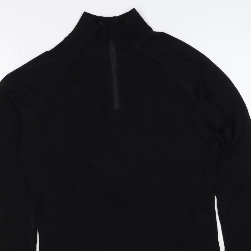 Mountain Warehouse Women Black UK 8 Wool 1/4 Zip Thermal Ski Top