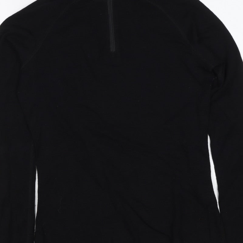 Mountain Warehouse Women Black UK 8 Wool 1/4 Zip Thermal Ski Top