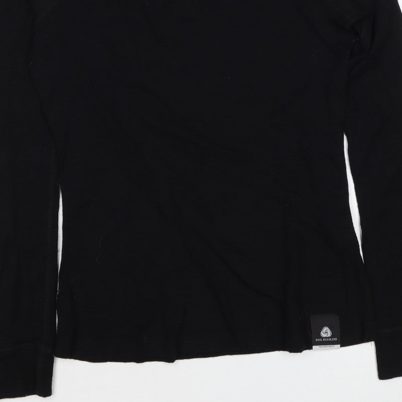 Mountain Warehouse Women Black UK 8 Wool 1/4 Zip Thermal Ski Top