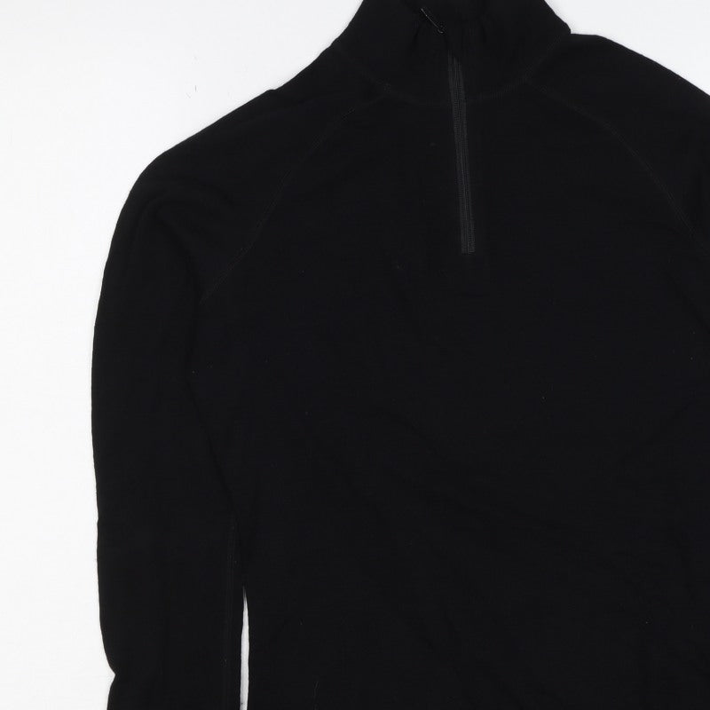 Mountain Warehouse Women Black UK 8 Wool 1/4 Zip Thermal Ski Top