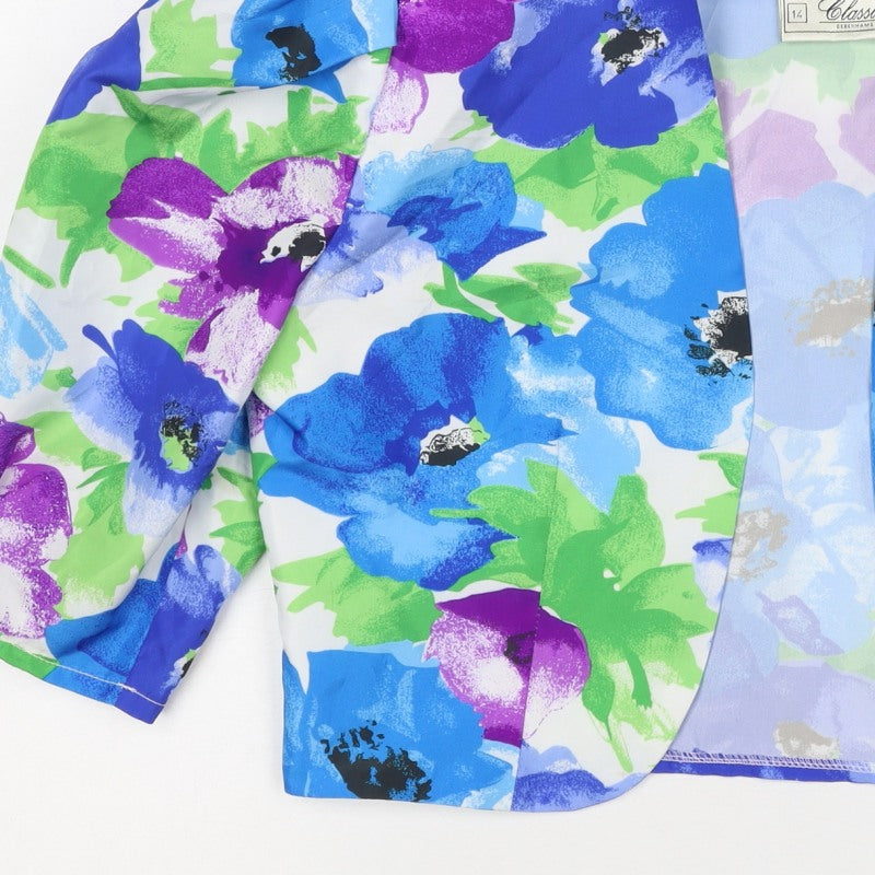 Classics Debenhams Women Multicolour 14 Floral Cropped Blazer