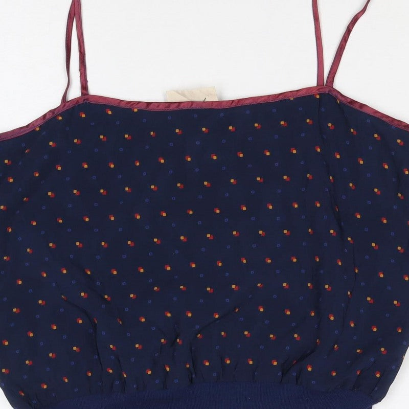 Glamorous Women Blue Size 12 Geometric Spaghetti Strap Camisole Top