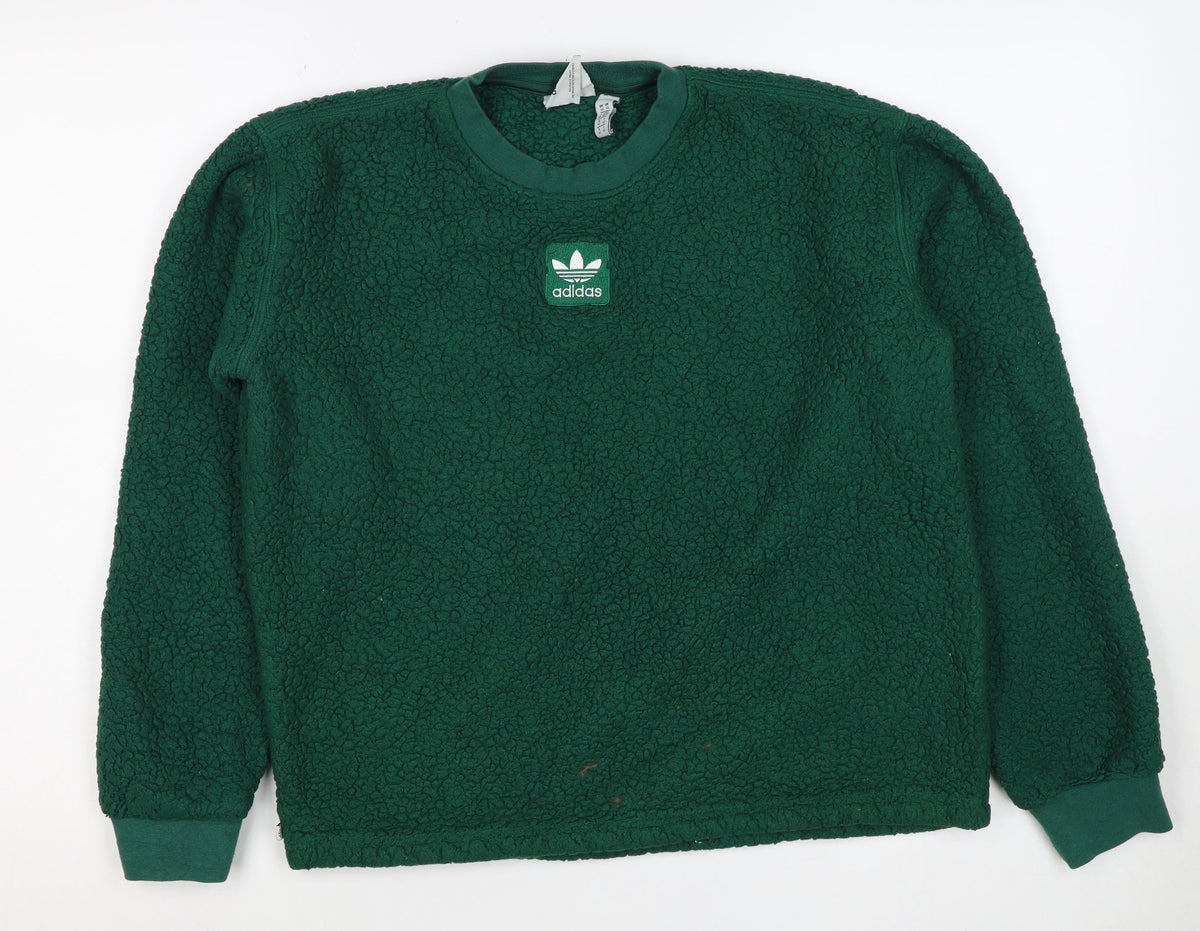 Adidas Women’s Green XS Sherpa Fleece Logo Pullover Sweatshirt