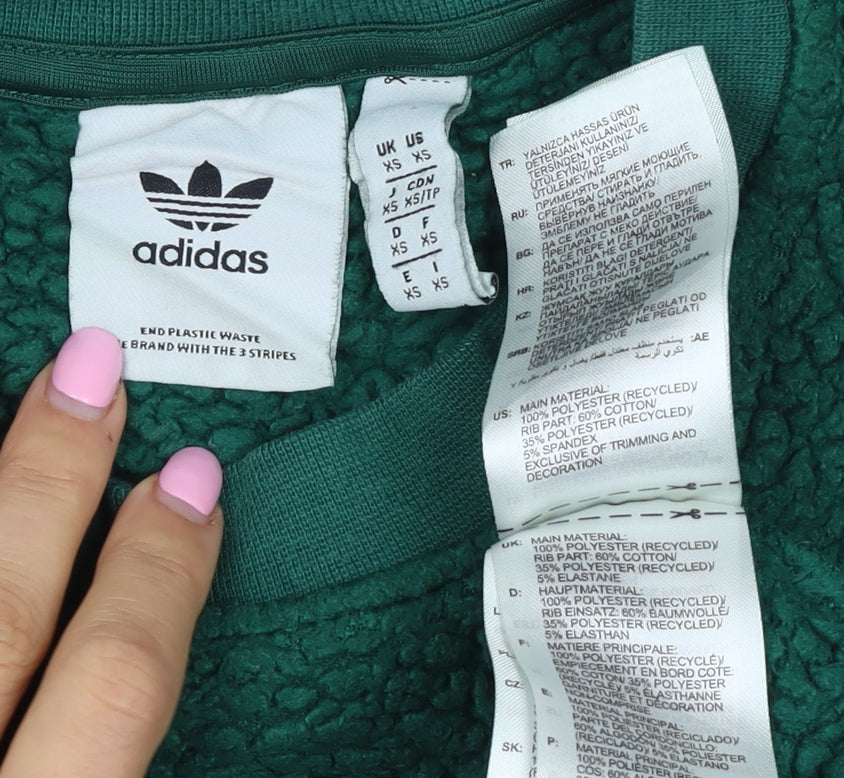 Adidas Women’s Green XS Sherpa Fleece Logo Pullover Sweatshirt