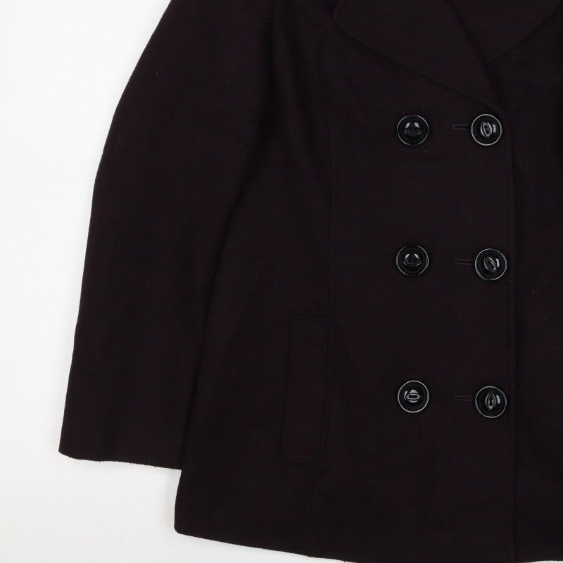 Classic Women’s Brown Size 12 Wool Blend Pea Coat