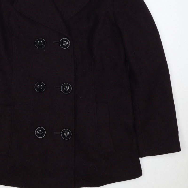 Classic Women’s Brown Size 12 Wool Blend Pea Coat