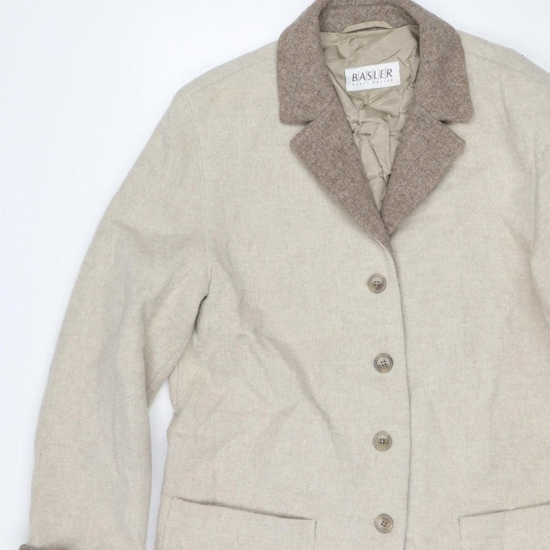 Basler Women’s Beige UK 8 Pure Wool Mid-Length Overcoat