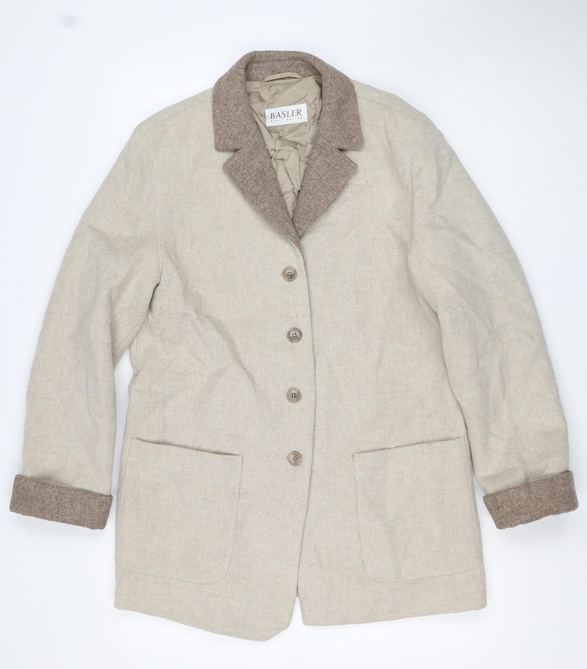 Basler Women’s Beige UK 8 Pure Wool Mid-Length Overcoat