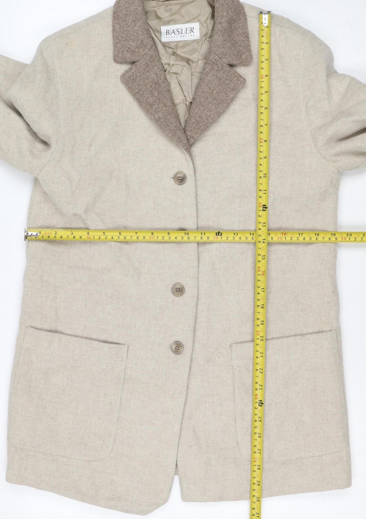 Basler Women’s Beige UK 8 Pure Wool Mid-Length Overcoat