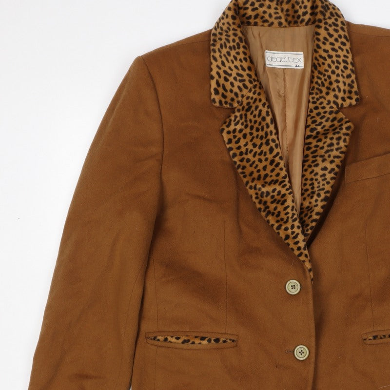 Dedaltex Women’s Brown UK 16 Leopard Lapel Wool Blend Blazer