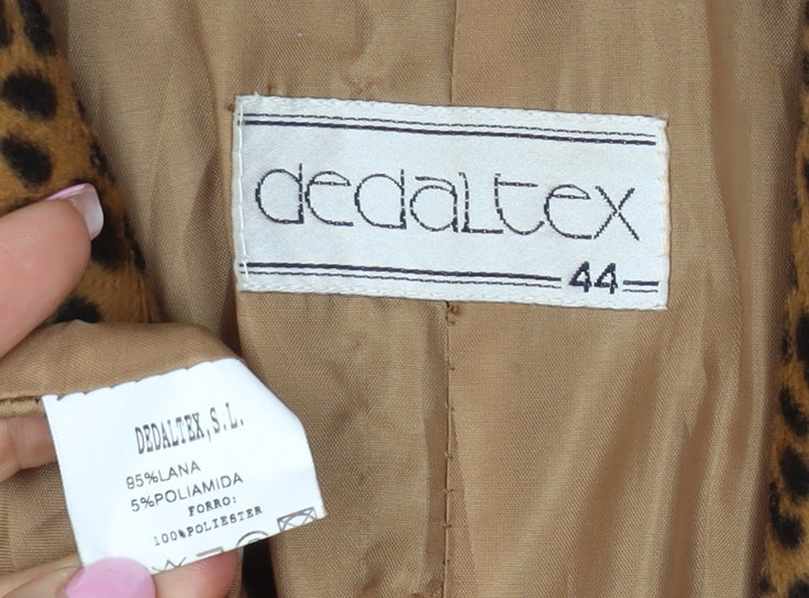 Dedaltex Women’s Brown UK 16 Leopard Lapel Wool Blend Blazer