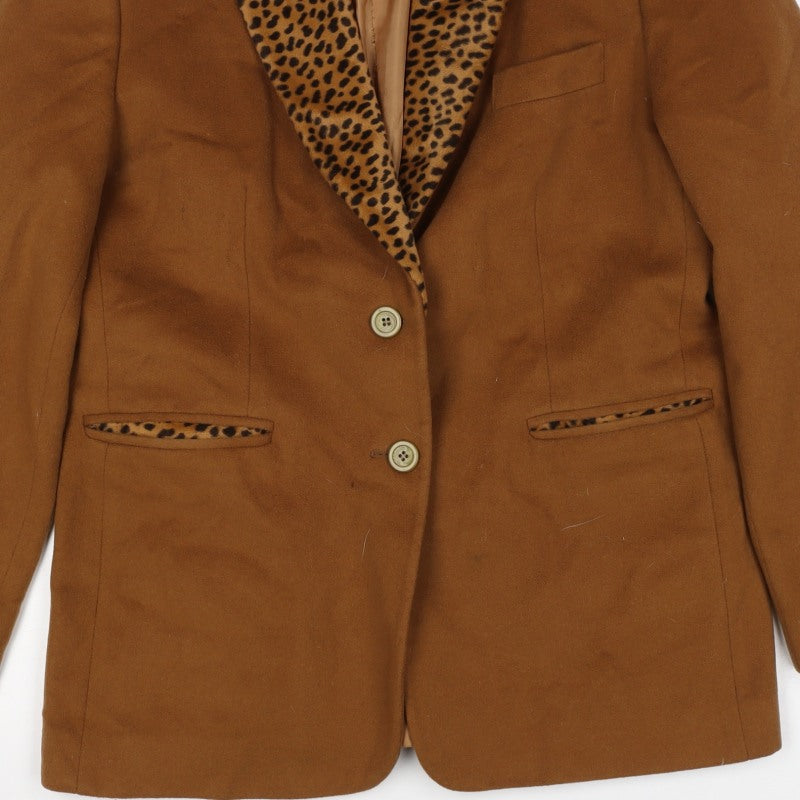 Dedaltex Women’s Brown UK 16 Leopard Lapel Wool Blend Blazer