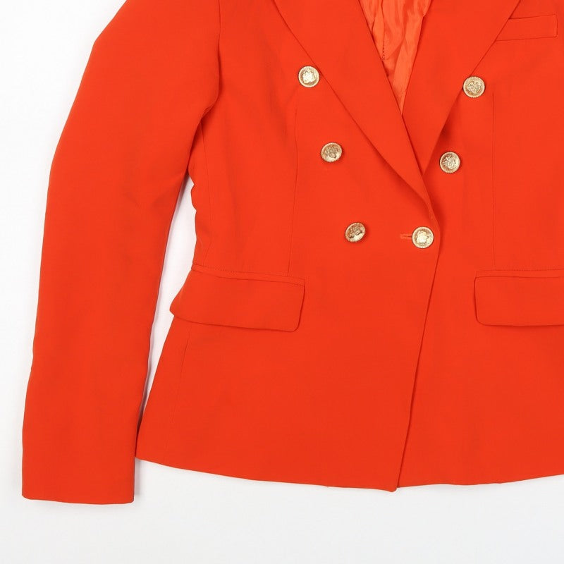 Attentif Paris Women’s Orange UK 10 Double-Breasted Peak Lapel Blazer