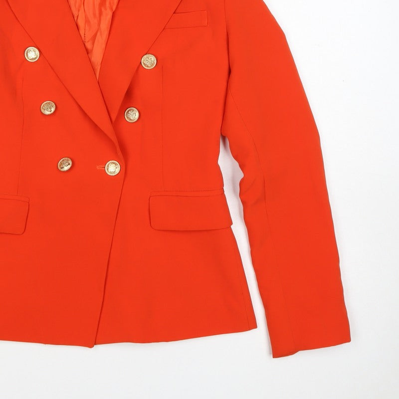 Attentif Paris Women’s Orange UK 10 Double-Breasted Peak Lapel Blazer