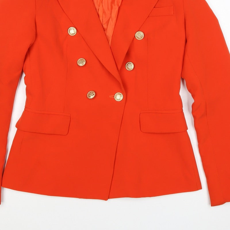 Attentif Paris Women’s Orange UK 10 Double-Breasted Peak Lapel Blazer