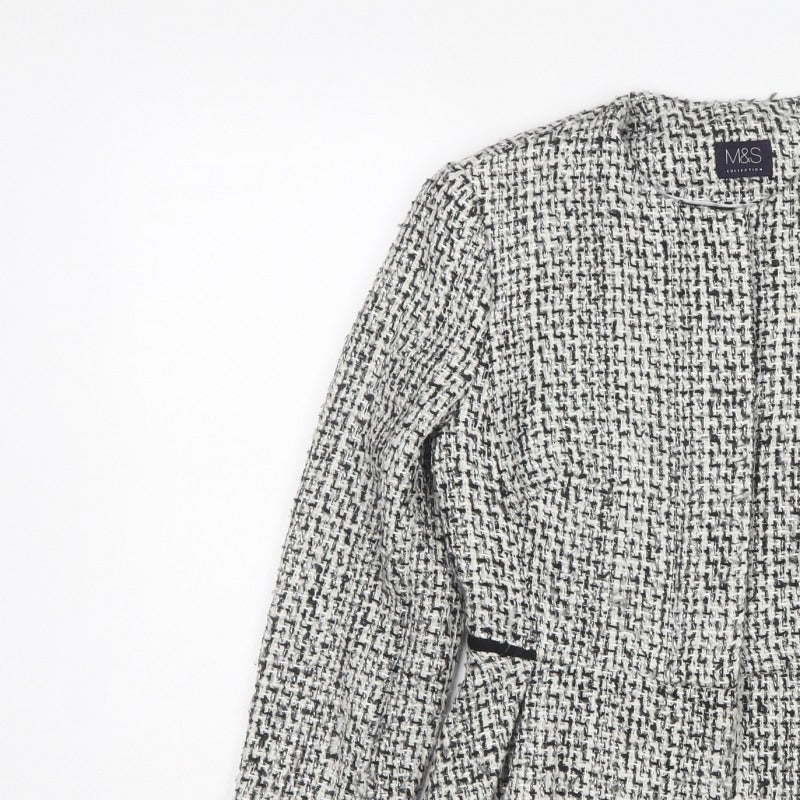 Marks & Spencer Women White Mix Bouclé Blazer UK 6 Lined Tailored