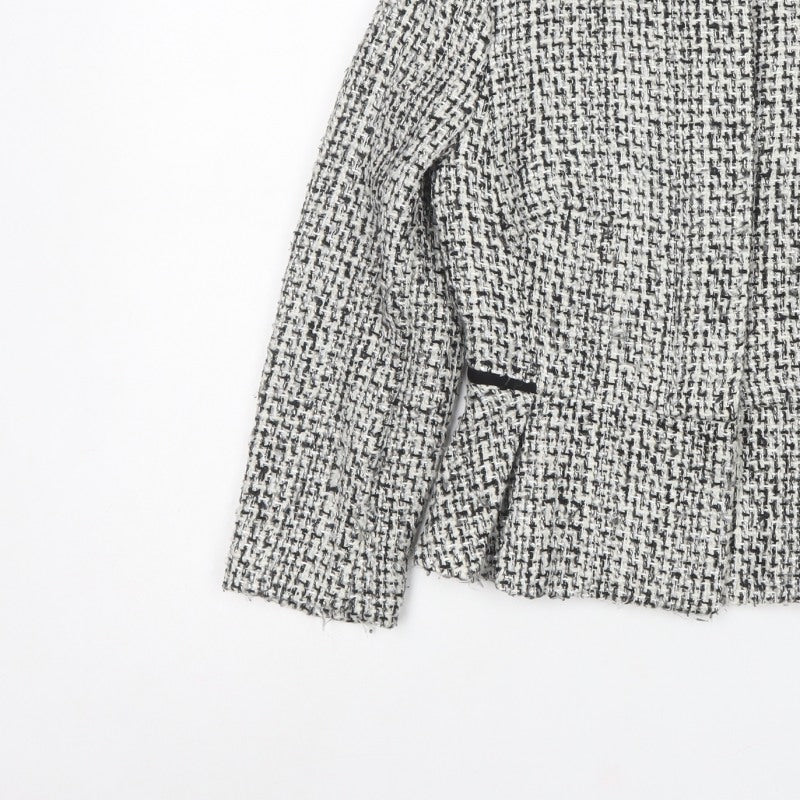 Marks & Spencer Women White Mix Bouclé Blazer UK 6 Lined Tailored