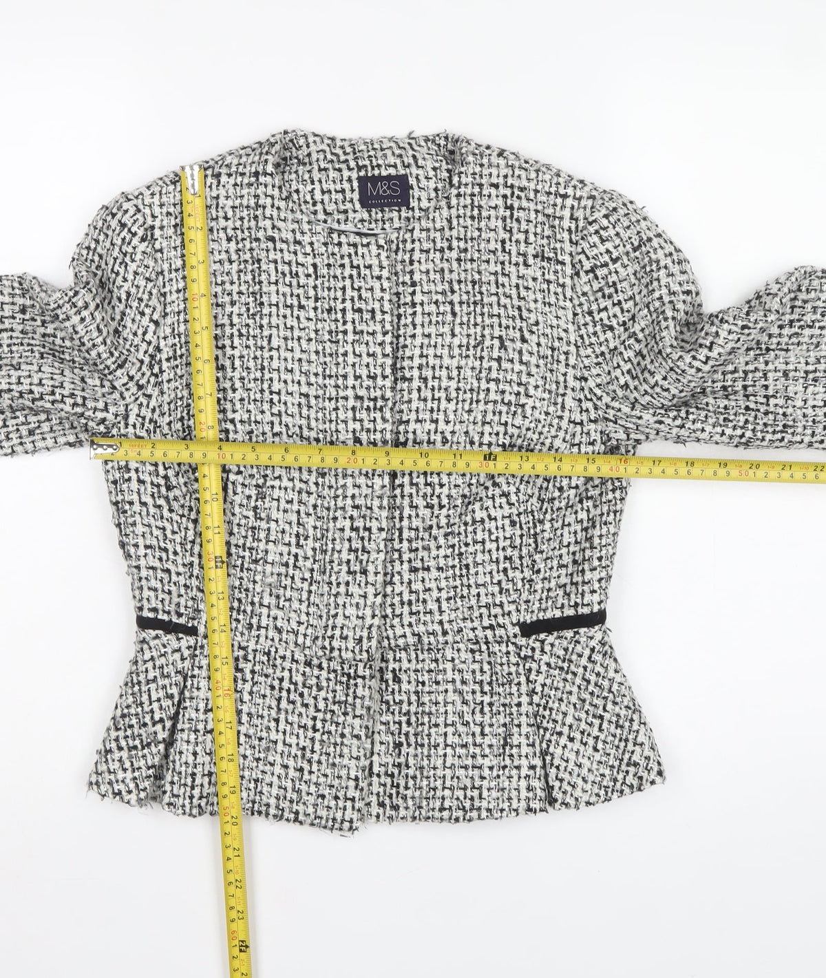 Marks & Spencer Women White Mix Bouclé Blazer UK 6 Lined Tailored