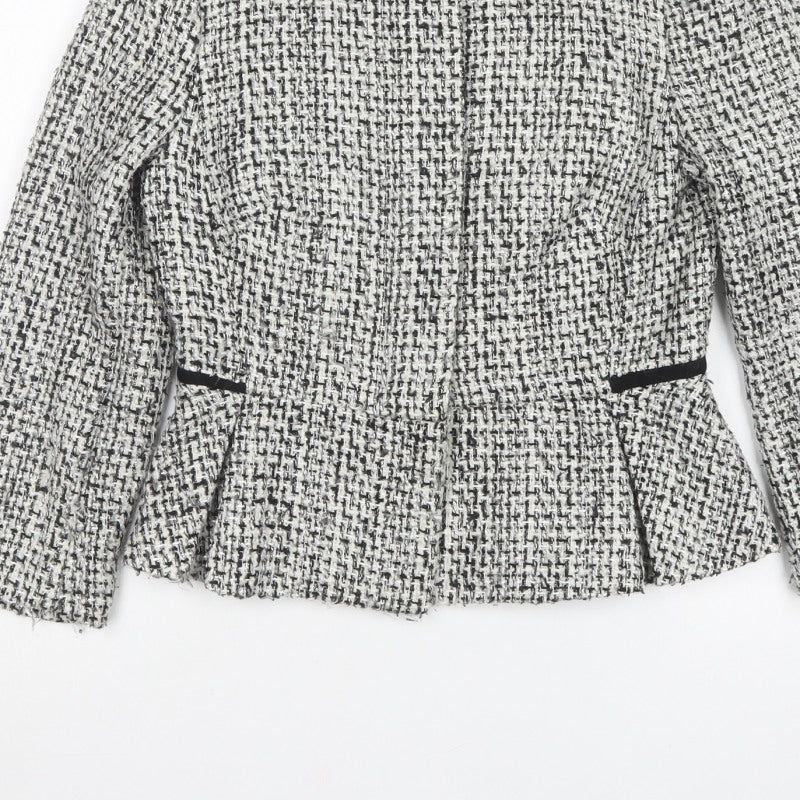 Marks & Spencer Women White Mix Bouclé Blazer UK 6 Lined Tailored