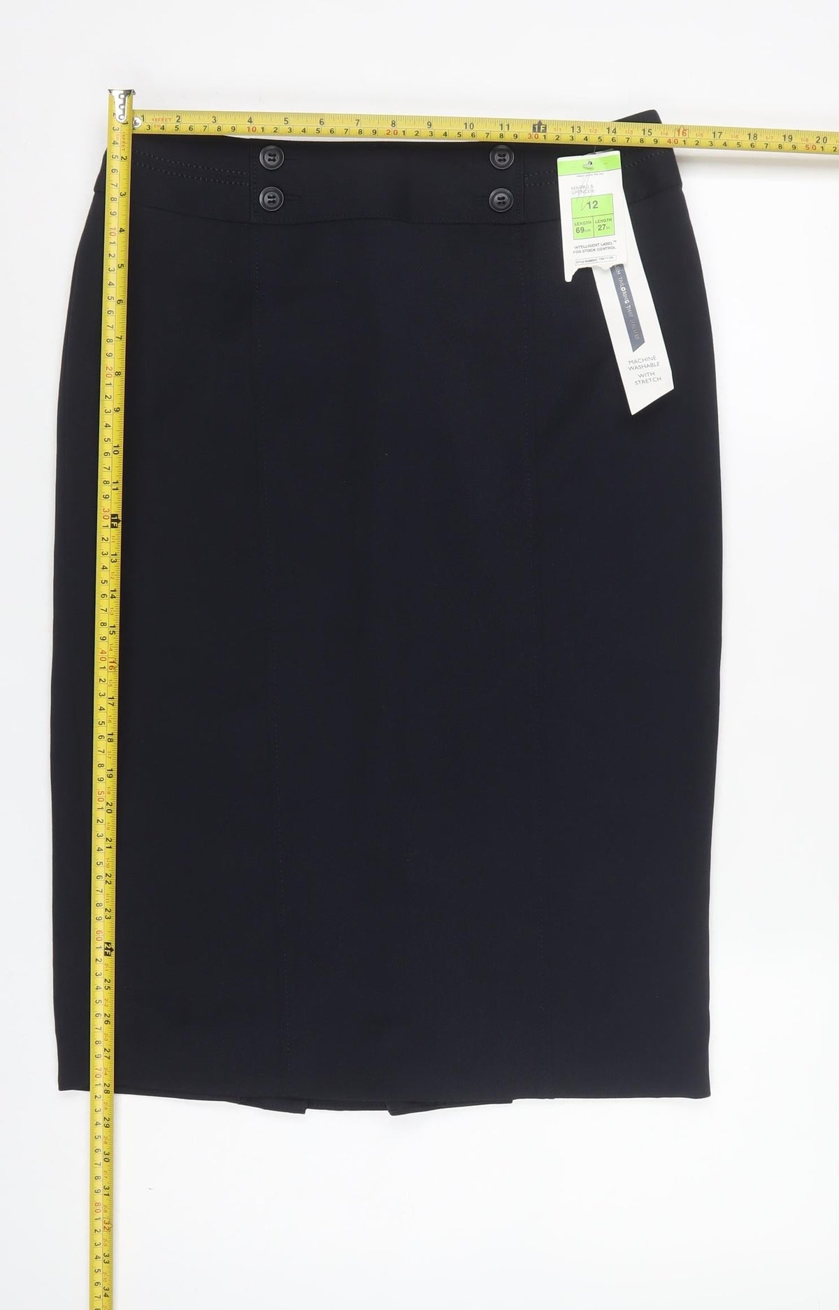 Marks & Spencer Women Blue UK 12 Knee Length Pencil Skirt Stretch