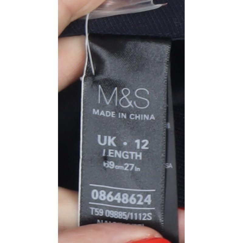 Marks & Spencer Women Blue UK 12 Knee Length Pencil Skirt Stretch