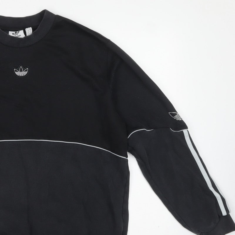 Adidas Originals Men's Black L Pullover Crew Neck Logo Sweatshirt