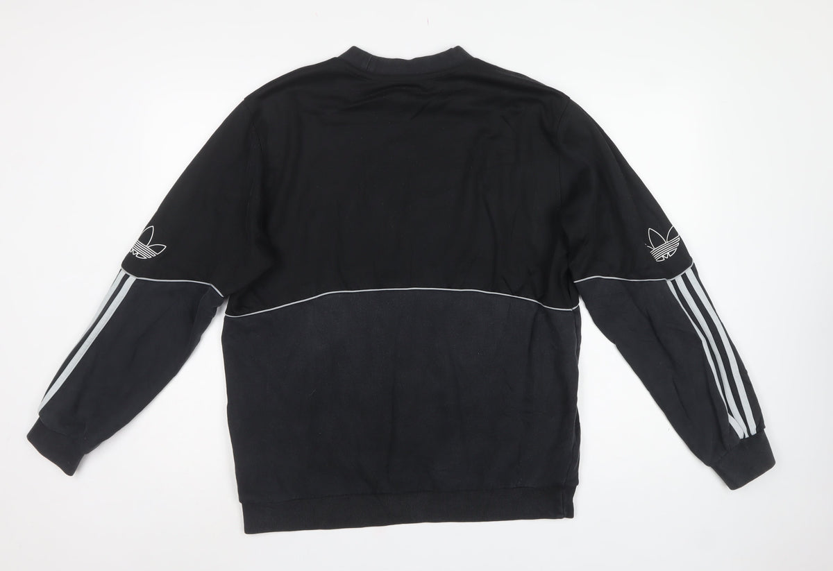 Adidas Originals Men's Black L Pullover Crew Neck Logo Sweatshirt