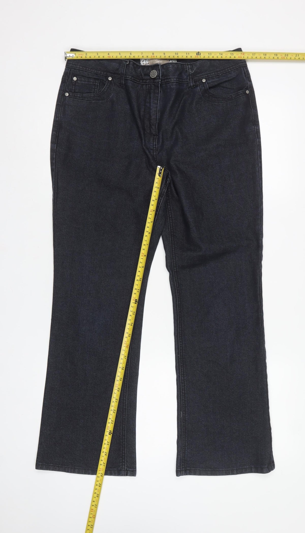 Soon Women’s Black Bootcut Stretch Jeans UK 14 Dark Wash
