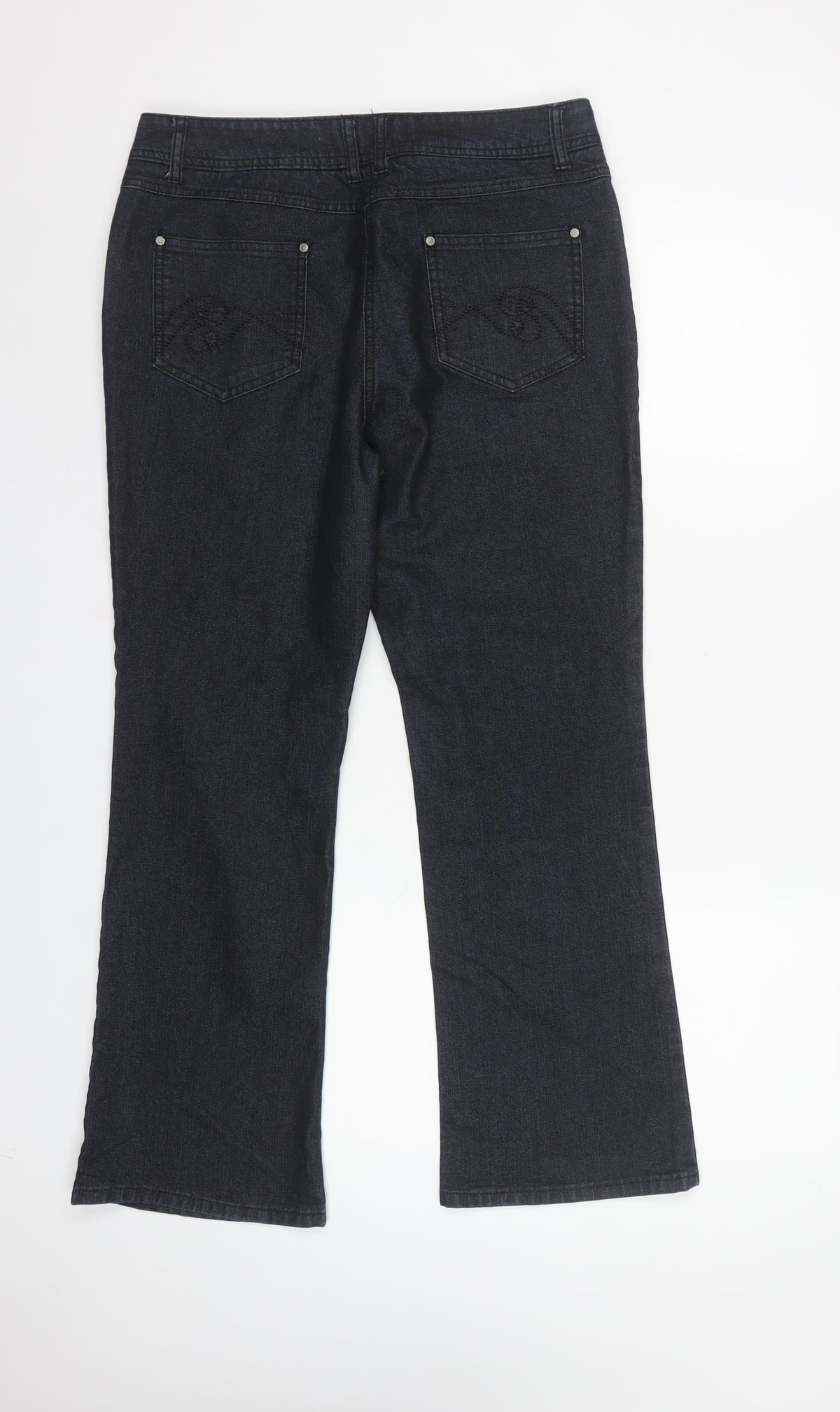Soon Women’s Black Bootcut Stretch Jeans UK 14 Dark Wash