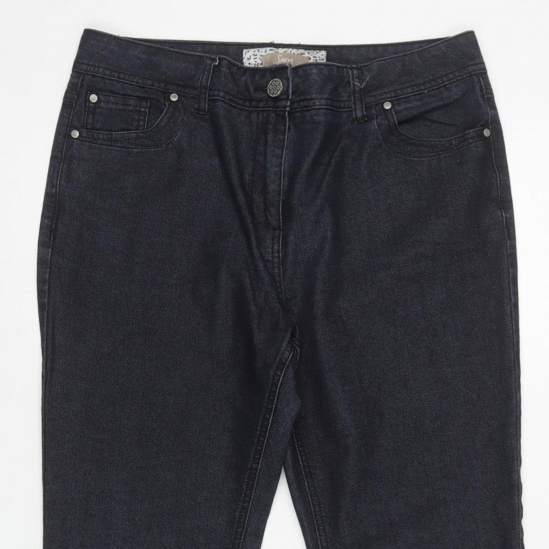 Soon Women’s Black Bootcut Stretch Jeans UK 14 Dark Wash