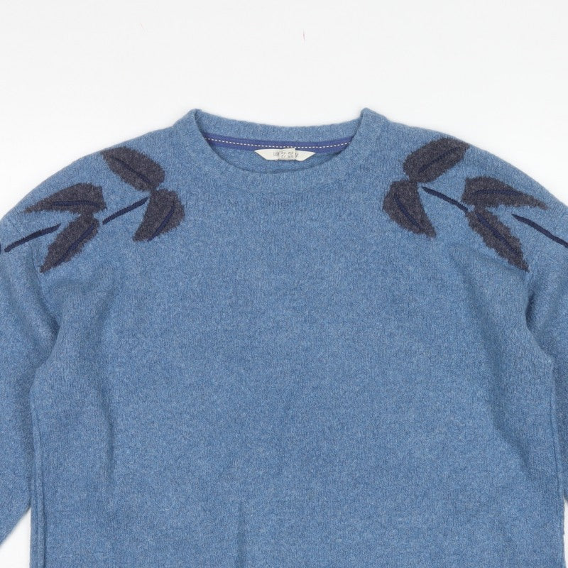 White Stuff Women’s Blue Alpaca Blend Leaf Sleeve Jumper UK 12