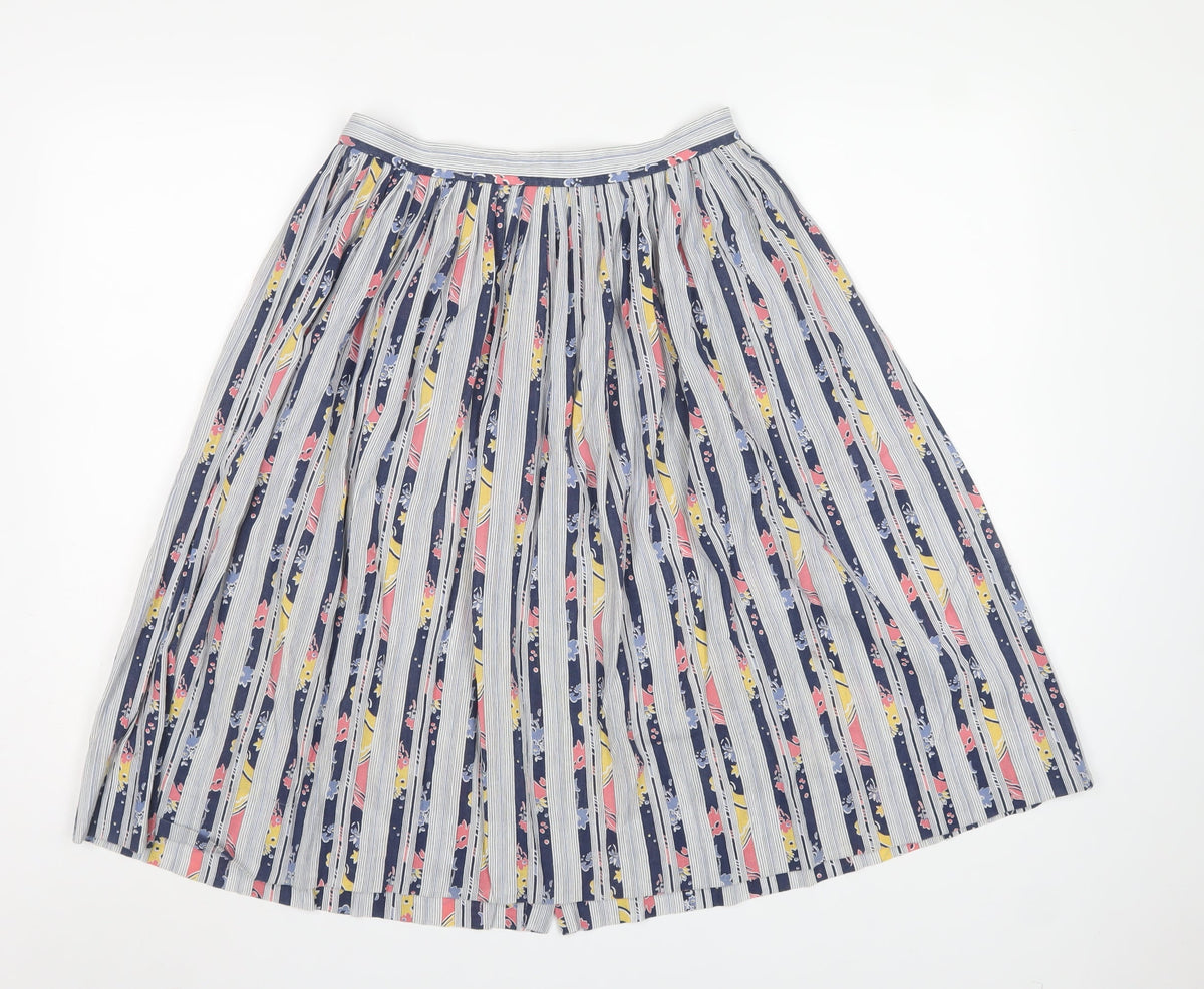 Jaeger Women’s Multicoloured UK 14 Vintage Striped Floral A-Line Skirt