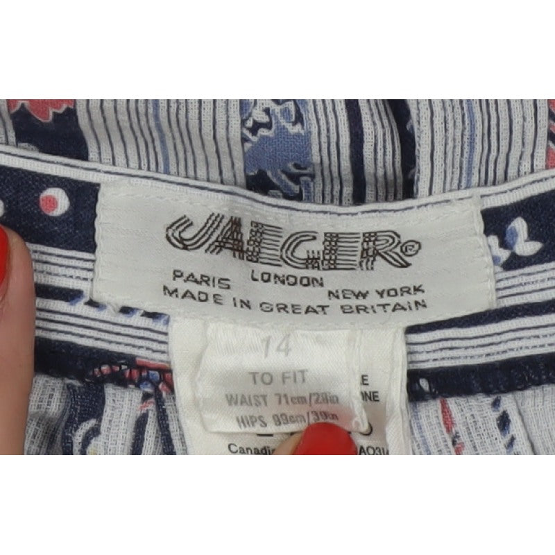 Jaeger Women’s Multicoloured UK 14 Vintage Striped Floral A-Line Skirt