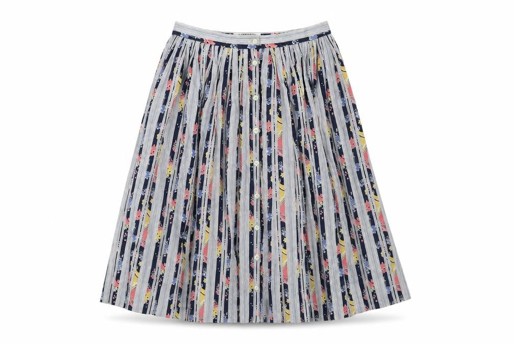 Jaeger Women’s Multicoloured UK 14 Vintage Striped Floral A-Line Skirt