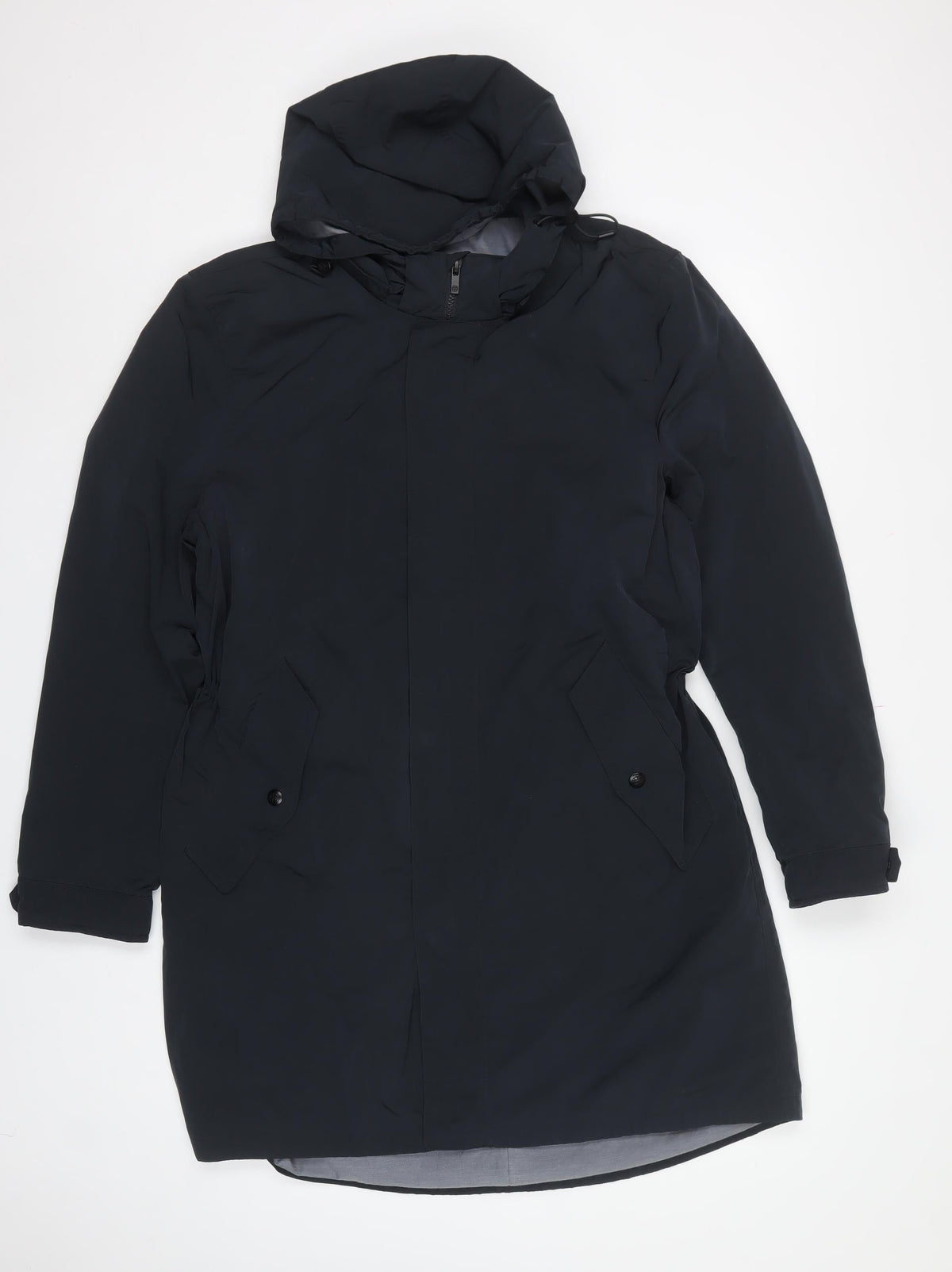 Massimo Dutti Men’s Blue Long Hooded Parka Coat Size L Polyamide
