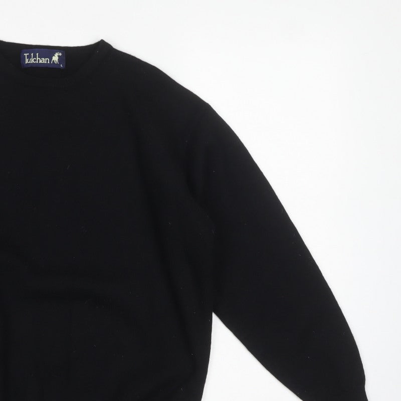Tulchan Women Black Wool L Vintage 1997 Crew Neck Pullover Jumper