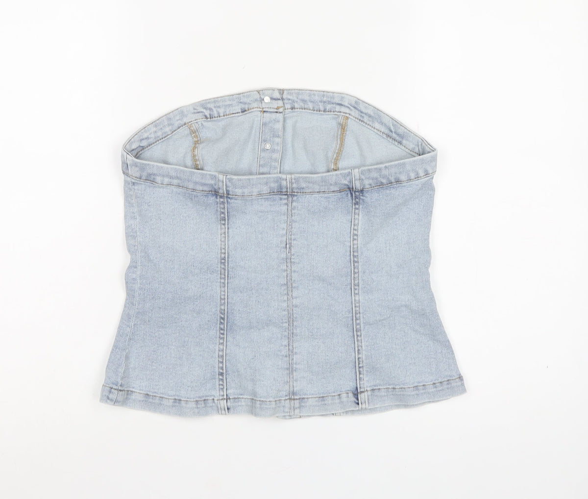 H&M Divided Women Blue M Cropped Denim Strapless Button-Up Corset Top