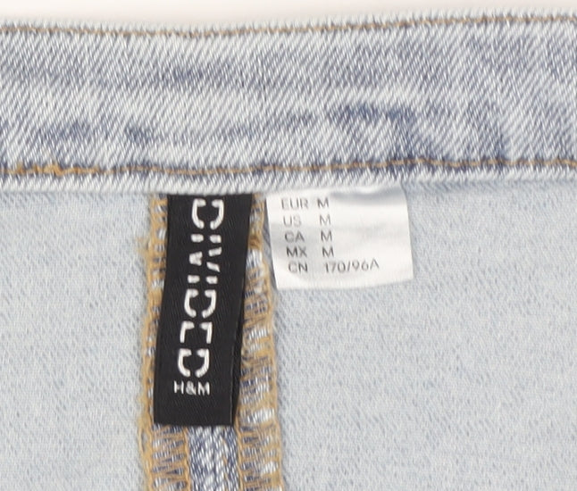 H&M Divided Women Blue M Cropped Denim Strapless Button-Up Corset Top