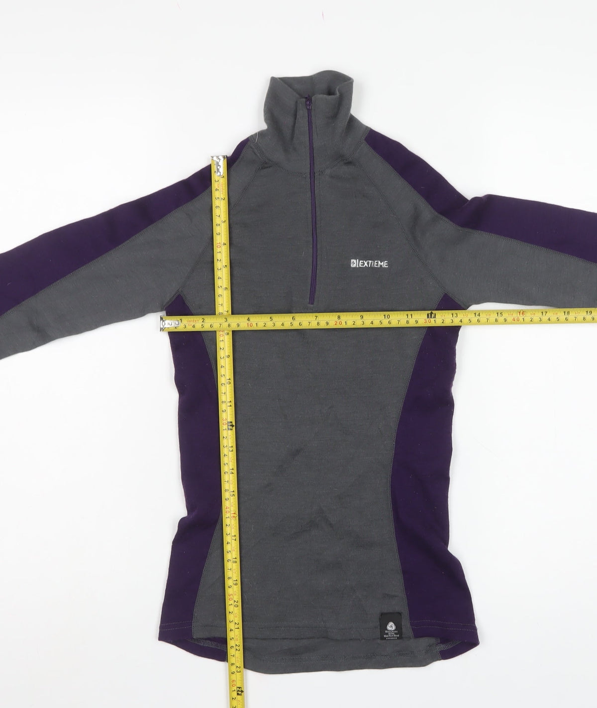 Extreme Women’s Grey Purple UK 8 Merino 1/4 Zip Thermal Active Top
