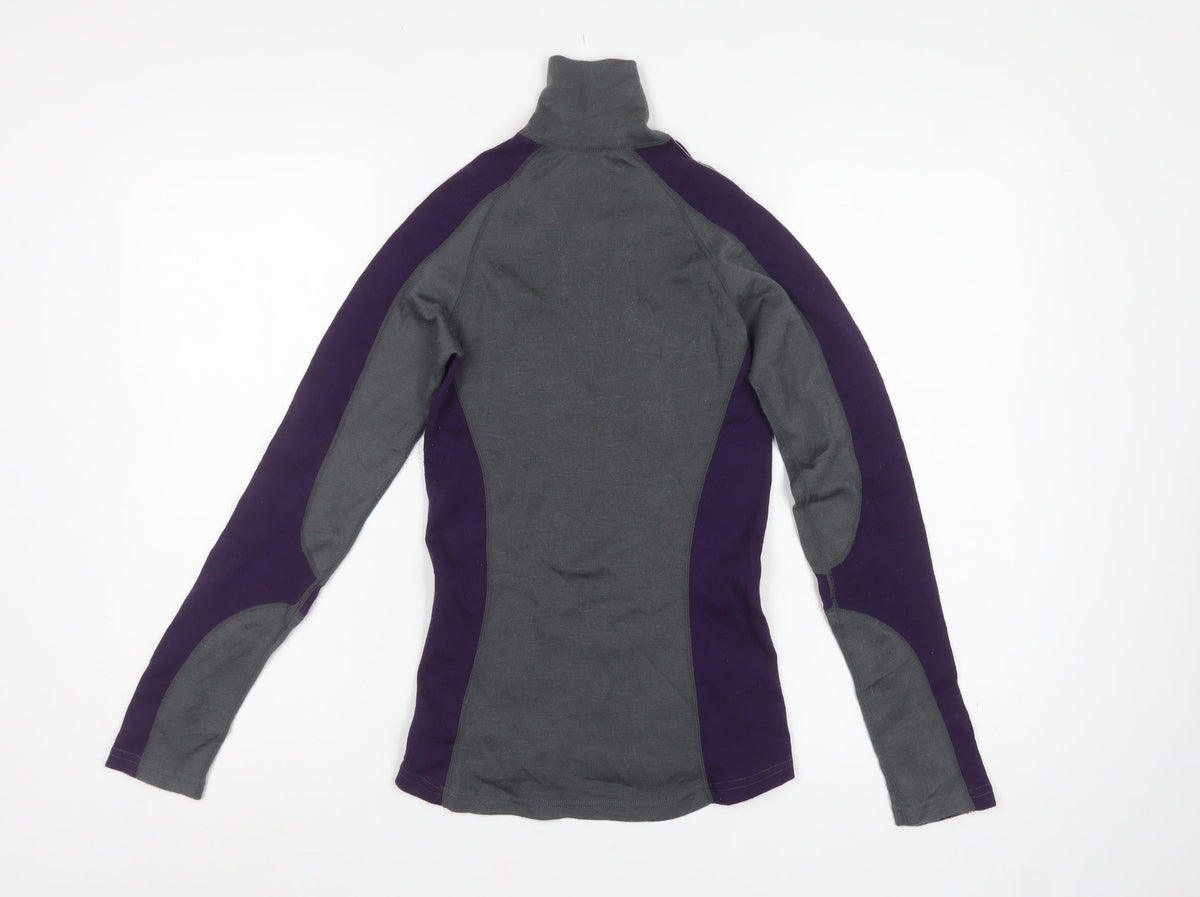 Extreme Women’s Grey Purple UK 8 Merino 1/4 Zip Thermal Active Top